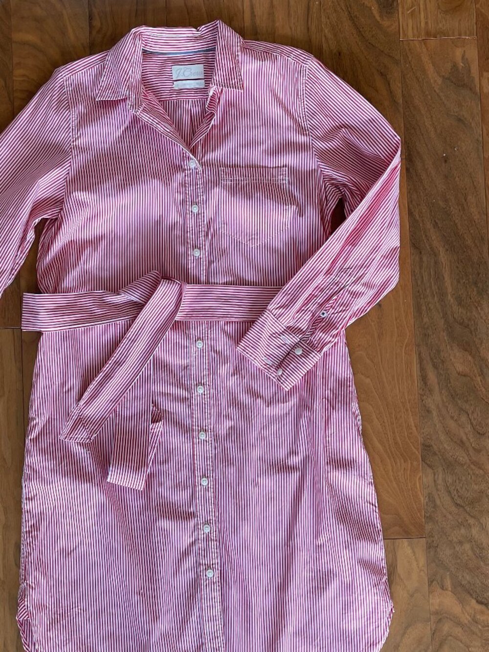 J crew tie-waist shirt-dress in stripe - size 8 - Picture 2 of 7